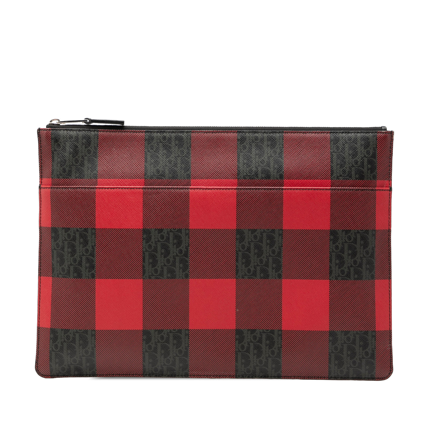 Homme Plaid Printed Diorissimo Coated Canvas Zip Clutch - Image 1