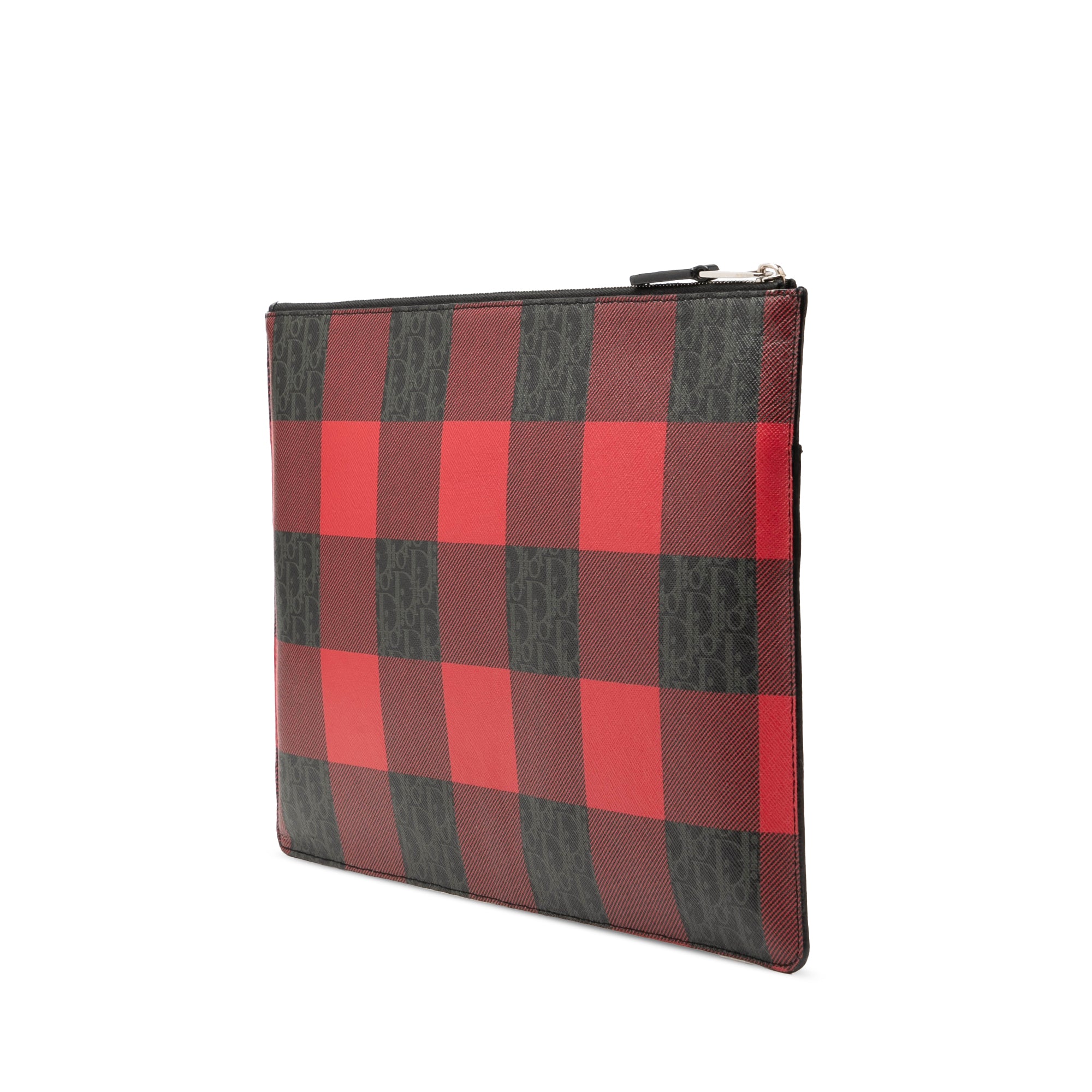 Homme Plaid Printed Diorissimo Coated Canvas Zip Clutch - Image 2