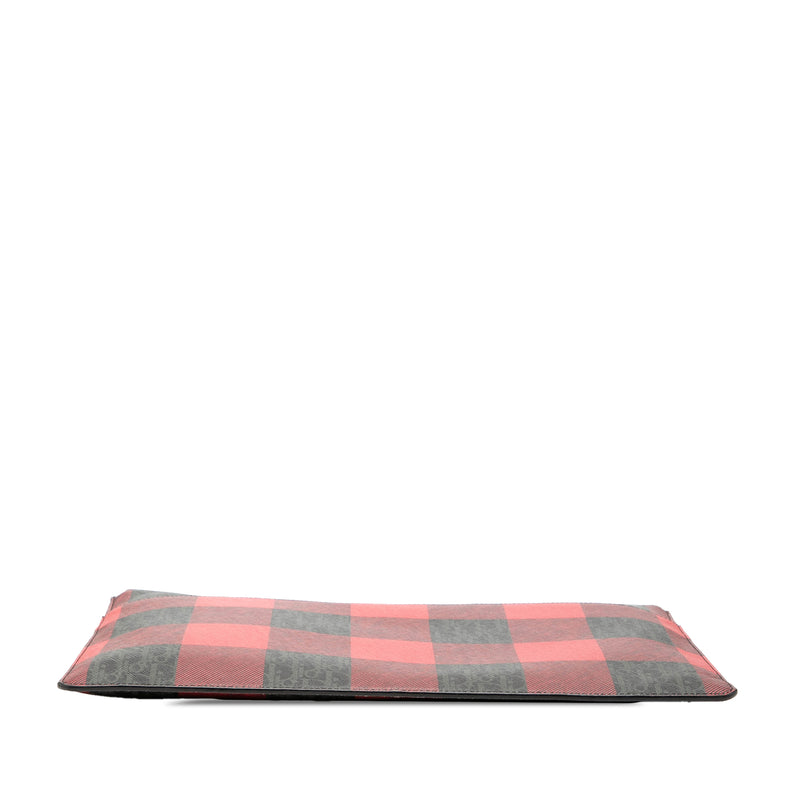 Homme Plaid Printed Diorissimo Coated Canvas Zip Clutch - Image 3