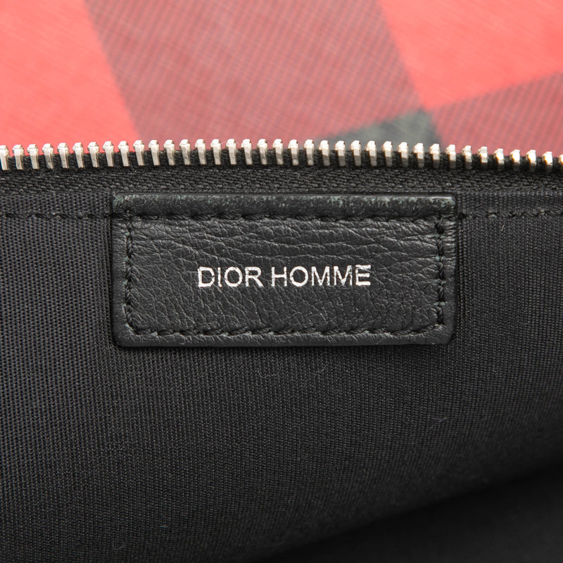 Homme Plaid Printed Diorissimo Coated Canvas Zip Clutch - Image 5