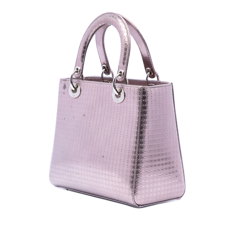 Medium Metallic Patent Microcannage Lady Dior - Image 2