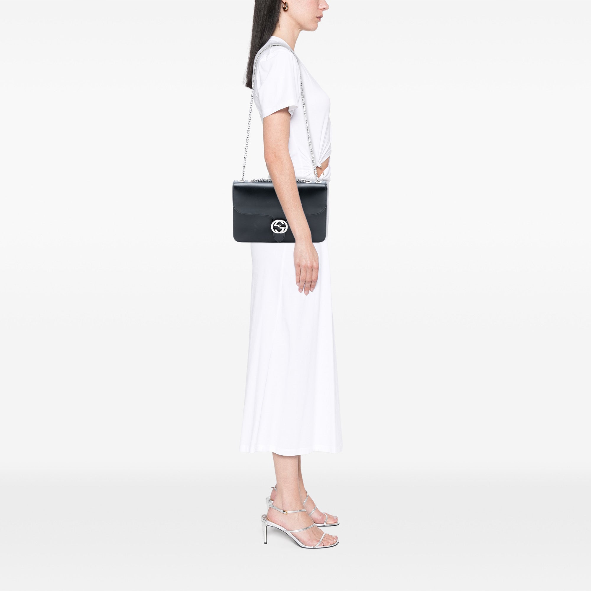 Medium Polished Calfskin Dollar Interlocking G Crossbody - Image 7