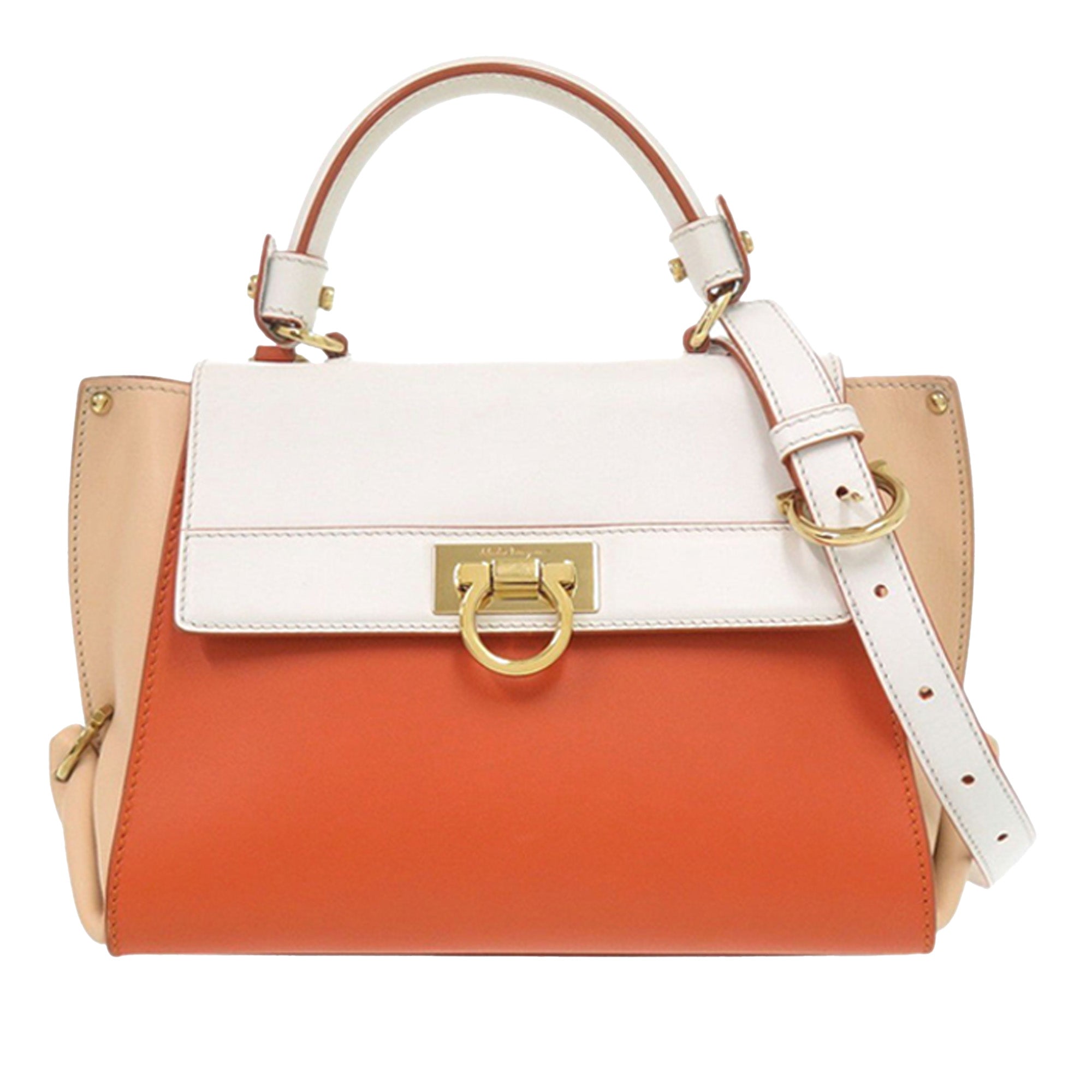 Small Tricolor Leather Gancini Sofia Satchel - Image 1