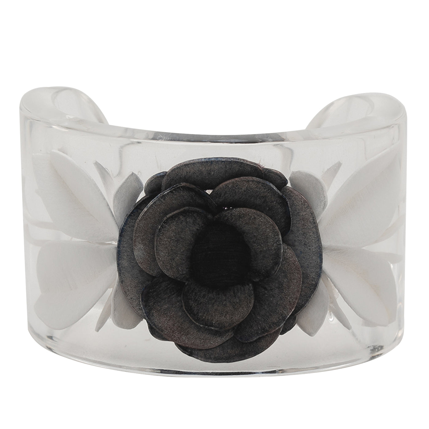 Lucite Camellia Cuff Bracelet - Image 1