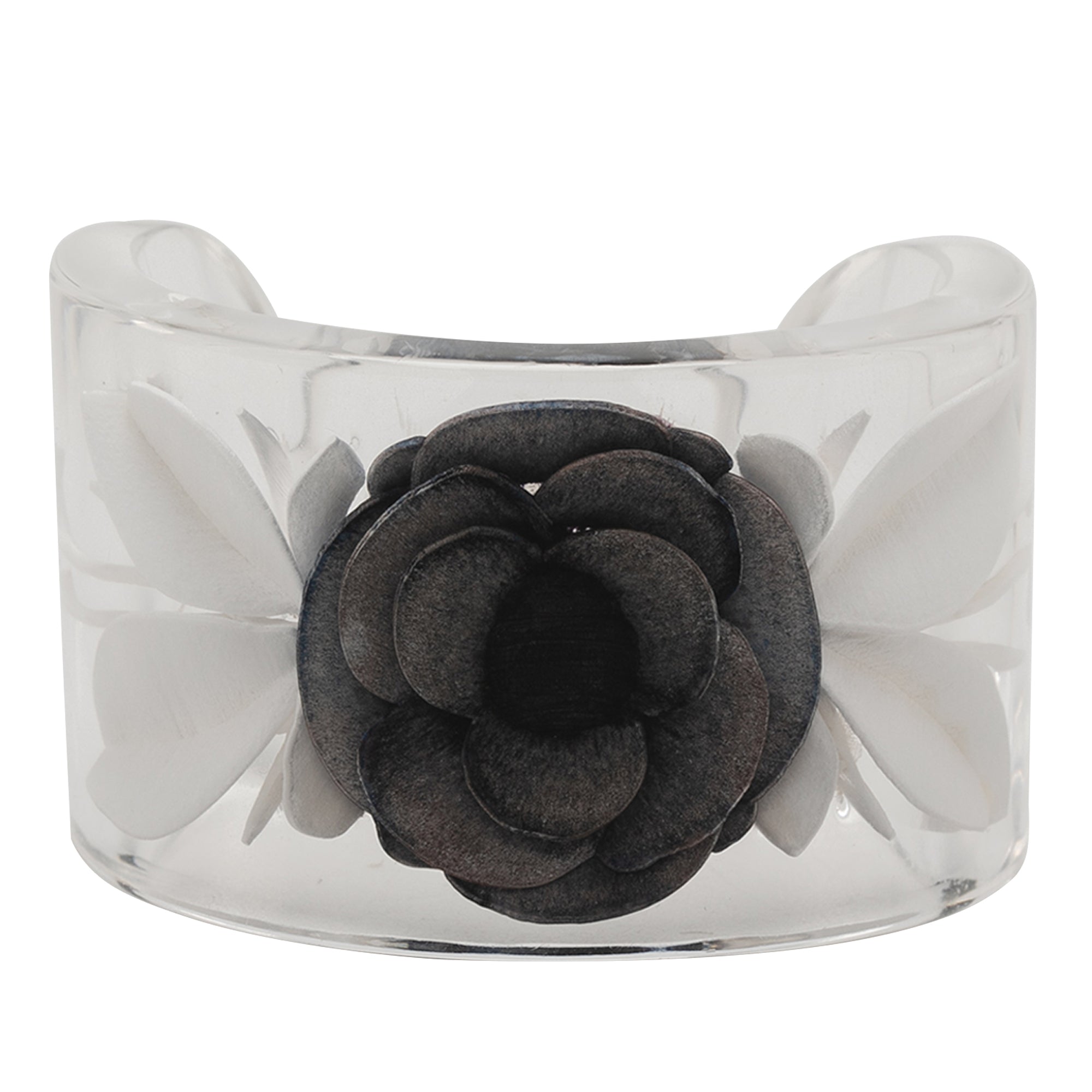 Lucite Camellia Cuff Bracelet - Image 1