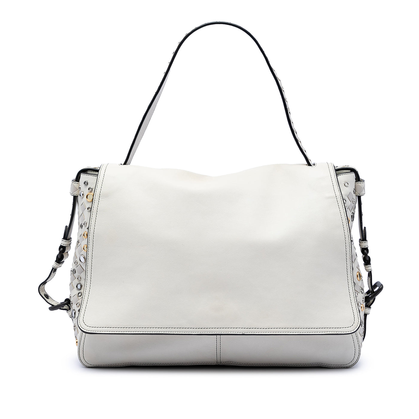Intrecciato Trimmed Lambskin Grommet Top Handle Bag - Image 1