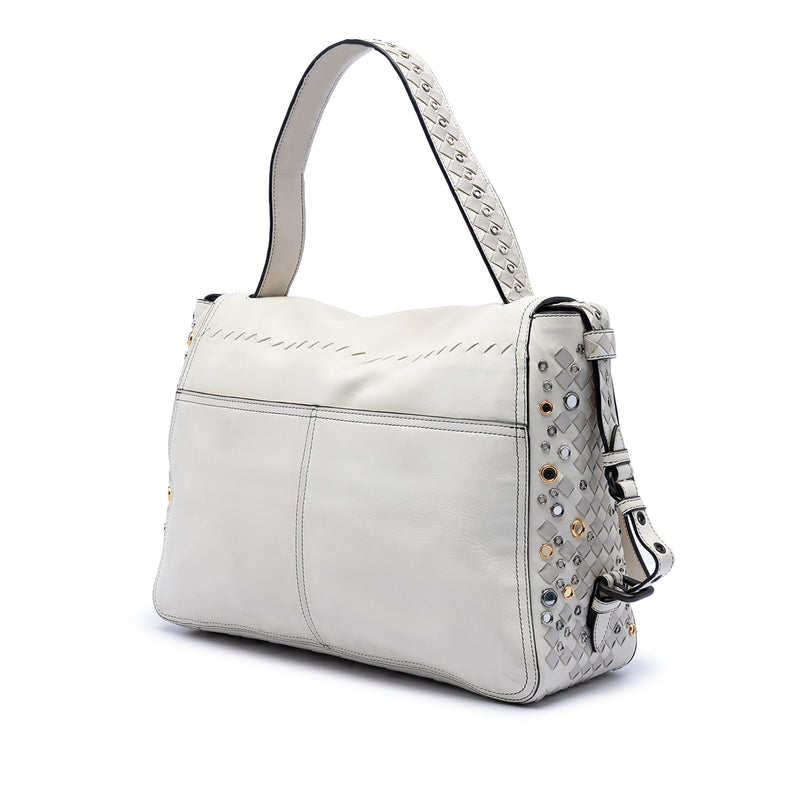 Intrecciato Trimmed Lambskin Grommet Top Handle Bag - Image 2