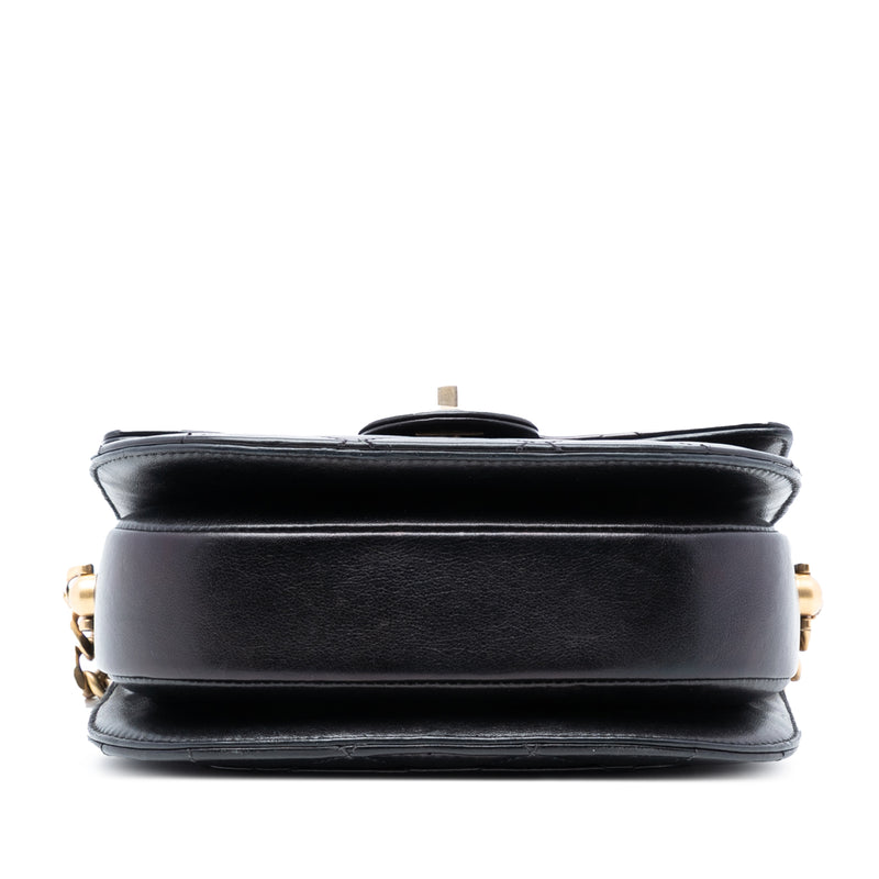 Mini CC Quilted Shiny Calfskin Round Moon Messenger Flap - Image 3