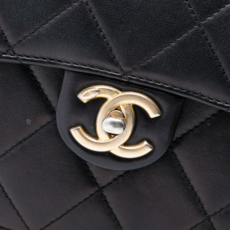 Mini CC Quilted Shiny Calfskin Round Moon Messenger Flap - Image 5