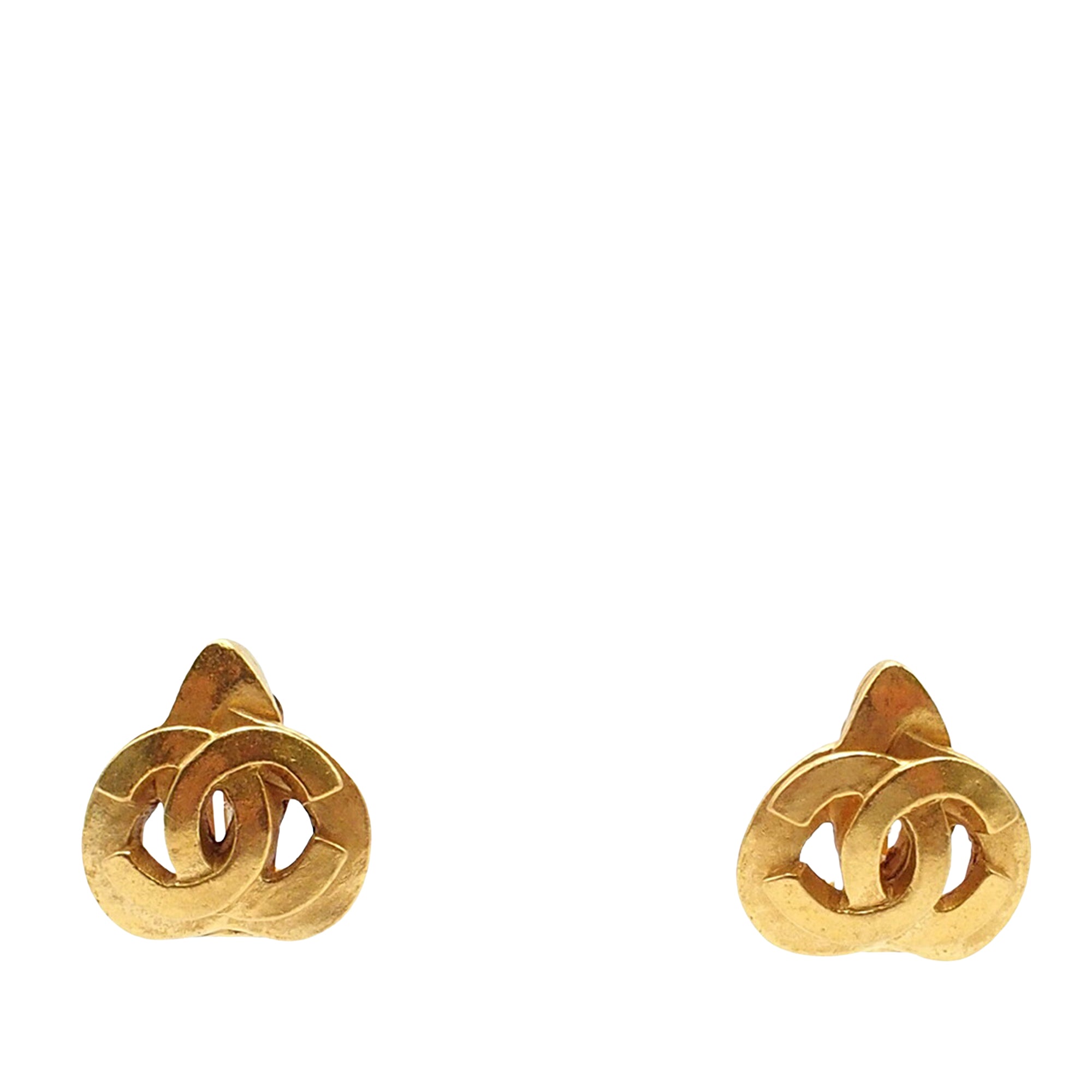 Gold Plated CC Heart Clip on Earrings - Image 1