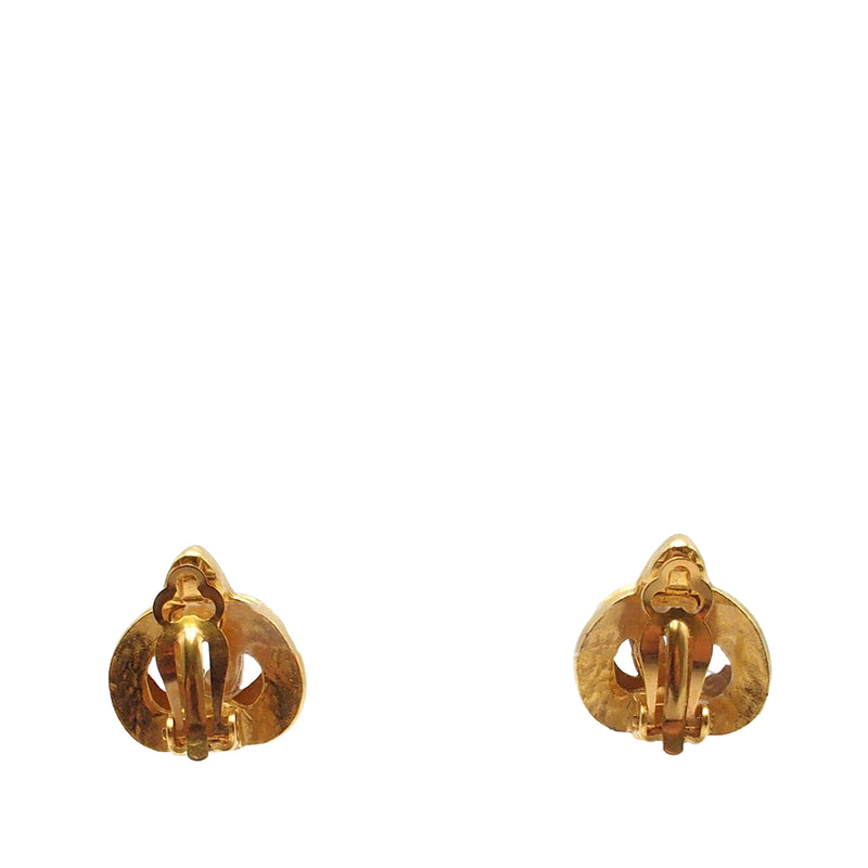 Gold Plated CC Heart Clip on Earrings - Image 2