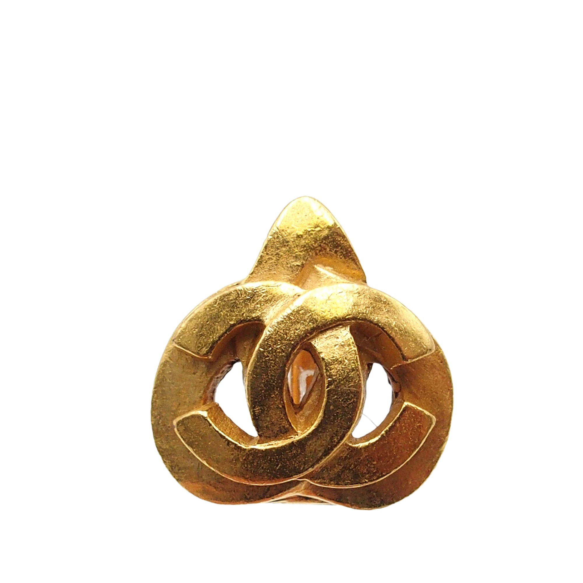 Gold Plated CC Heart Clip on Earrings - Image 3