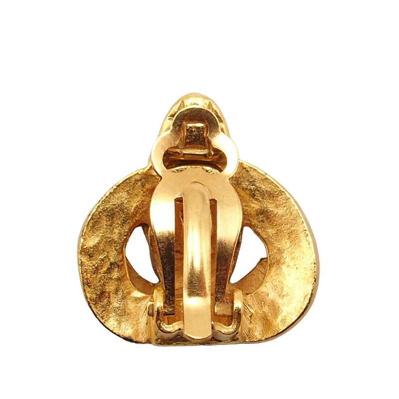 Gold Plated CC Heart Clip on Earrings - Image 4