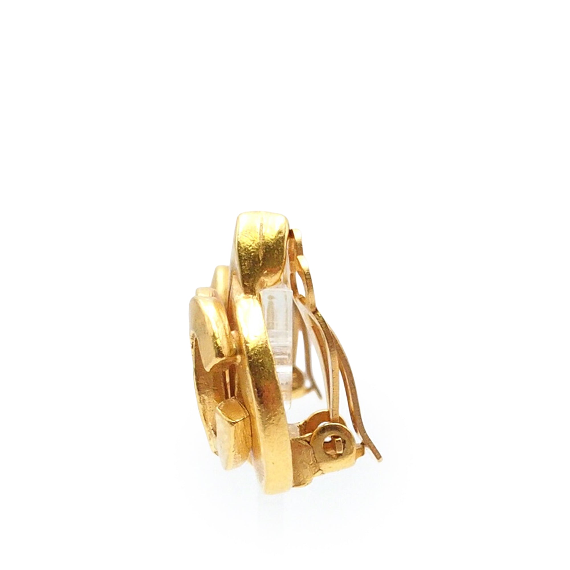 Gold Plated CC Heart Clip on Earrings - Image 6