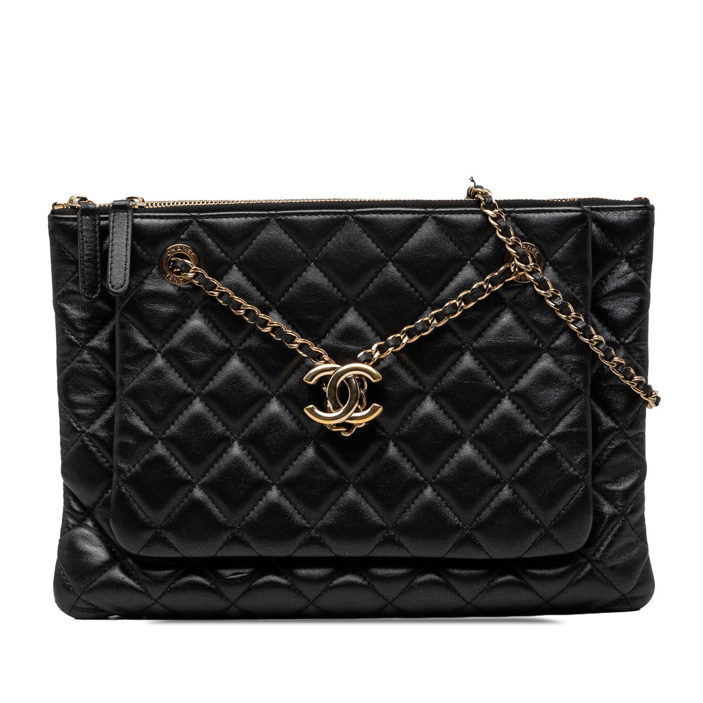CC Quilted Lambskin Double Zip Crossbody - Image 1