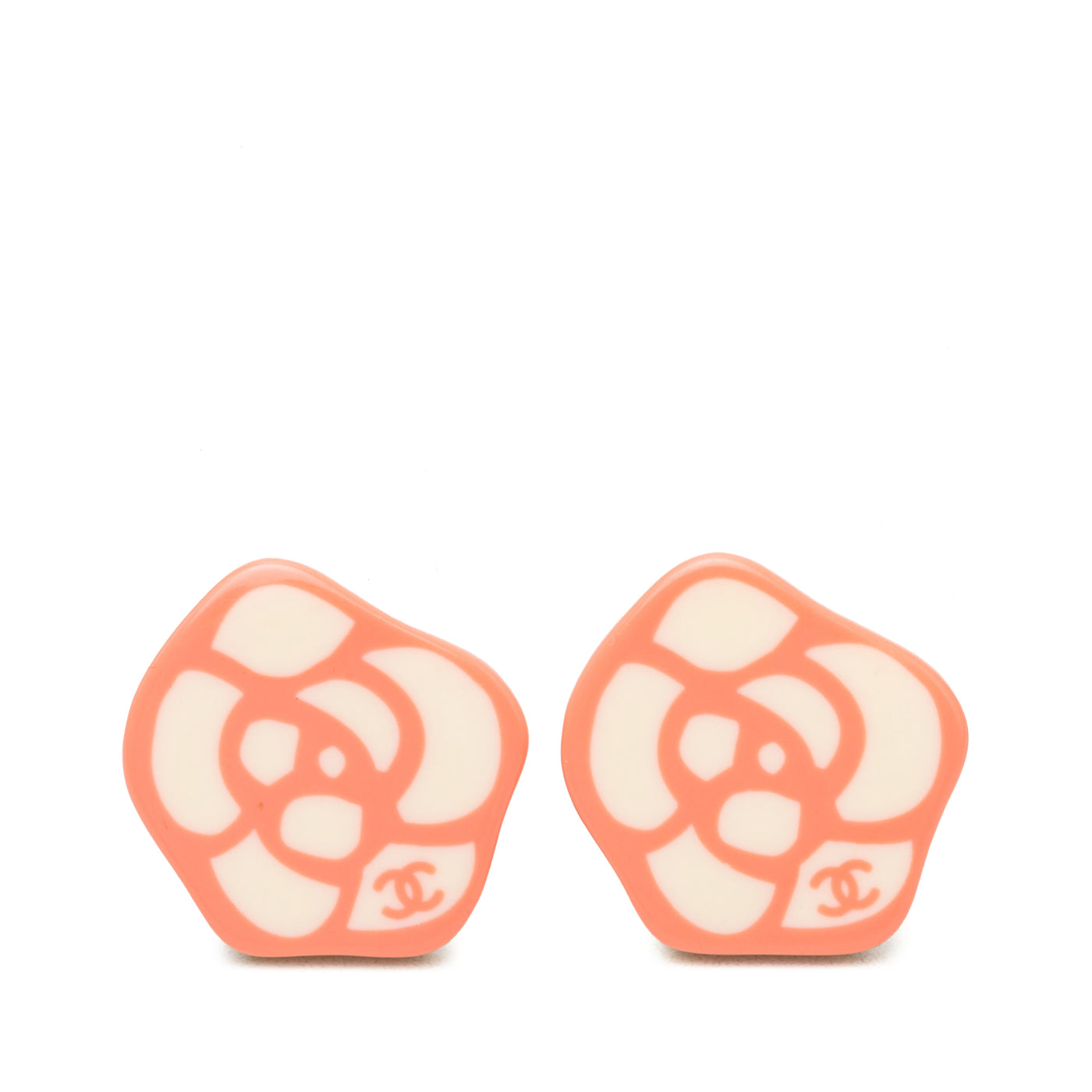 CC Resin Camellia Clip On Earrings - Image 1