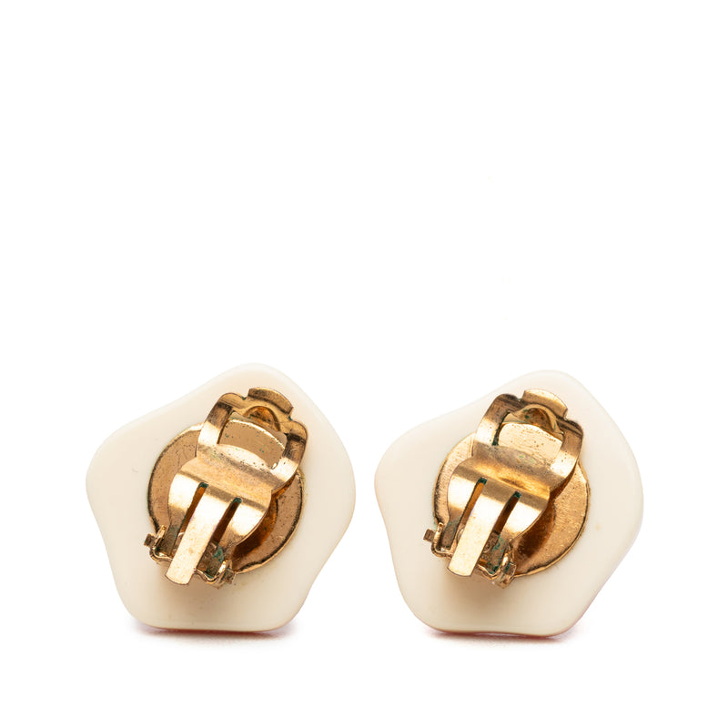 CC Resin Camellia Clip On Earrings - Image 2