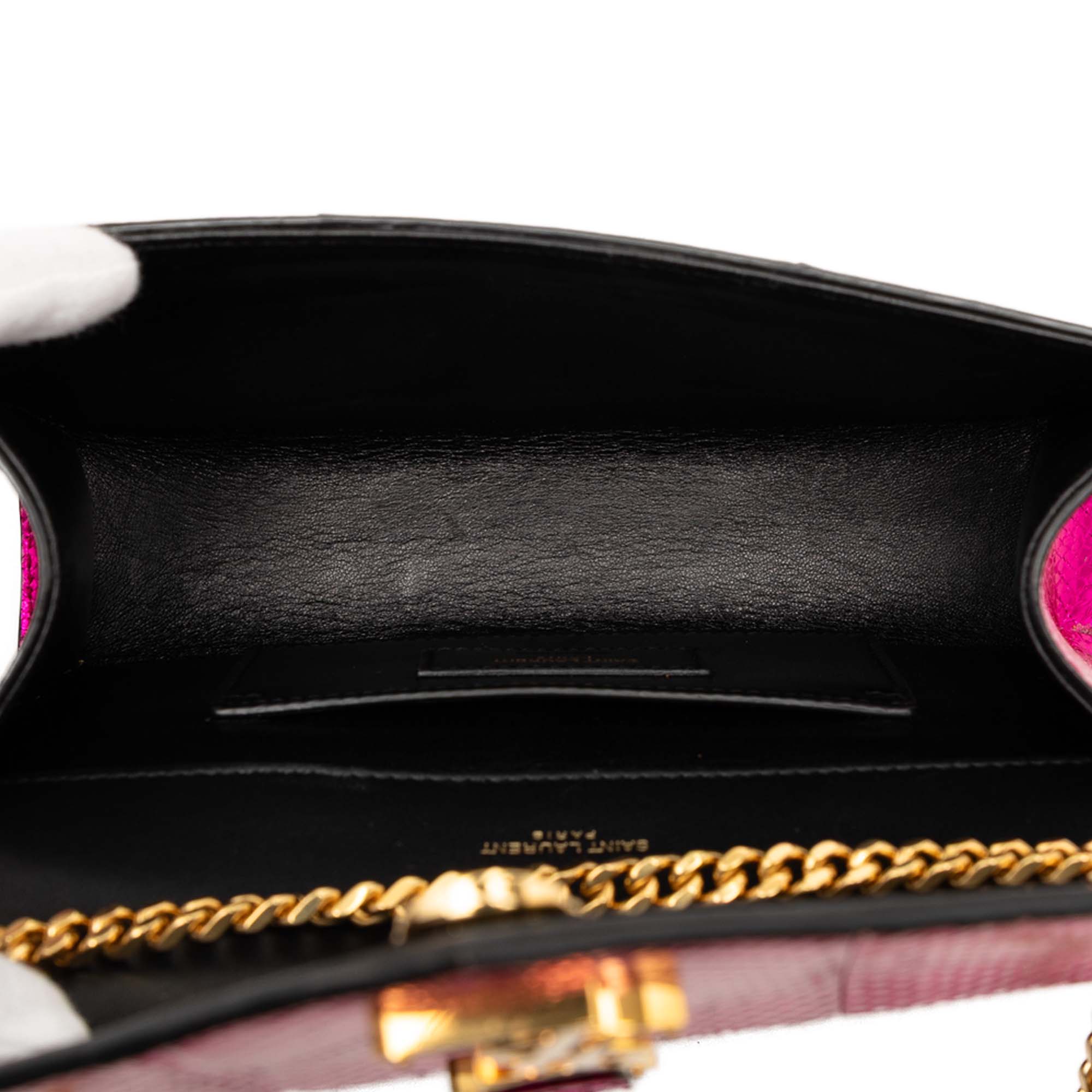Small Metallic Python Embossed Leather Monogram Envelope Bag - Image 4