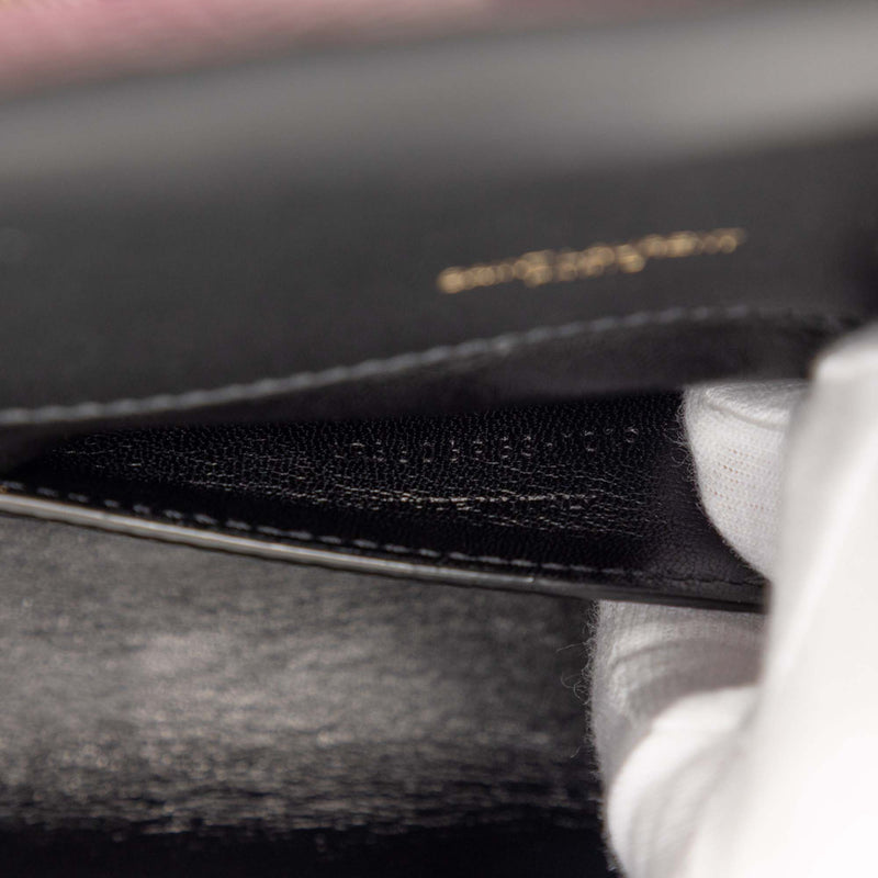 Small Metallic Python Embossed Leather Monogram Envelope Bag - Image 6