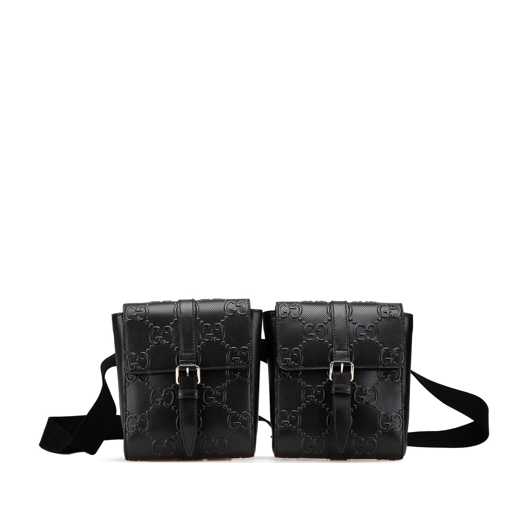 GG Embossed Perforated Double Belt Bag - Image 1