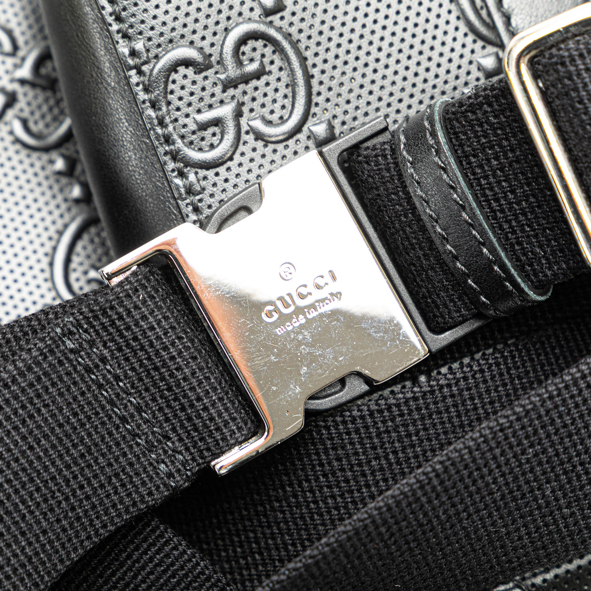 GG Embossed Perforated Double Belt Bag - Image 11