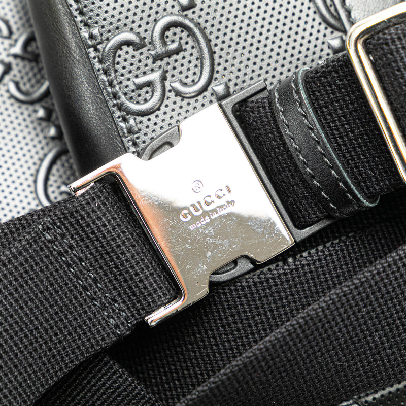 GG Embossed Perforated Double Belt Bag - Image 11