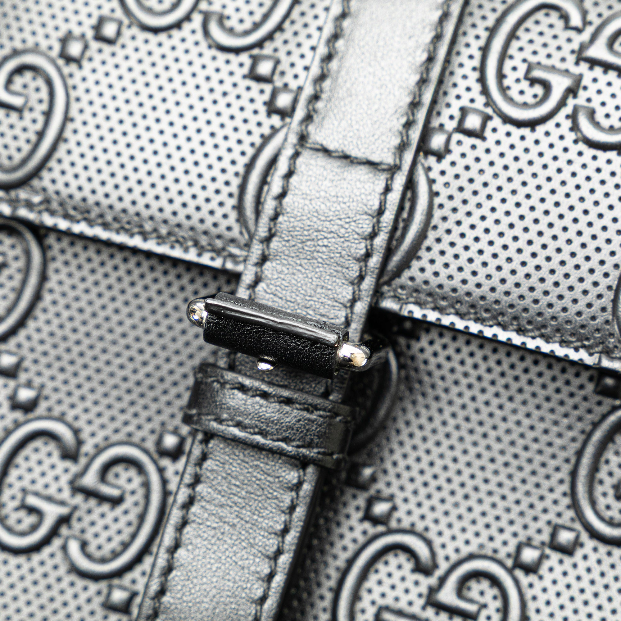 GG Embossed Perforated Double Belt Bag - Image 12