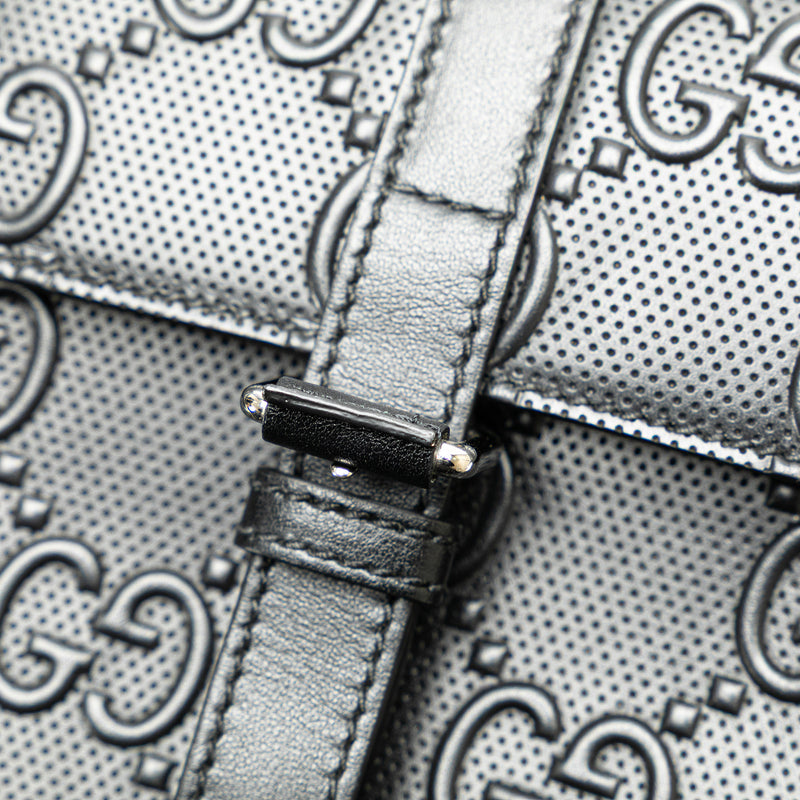 GG Embossed Perforated Double Belt Bag - Image 12