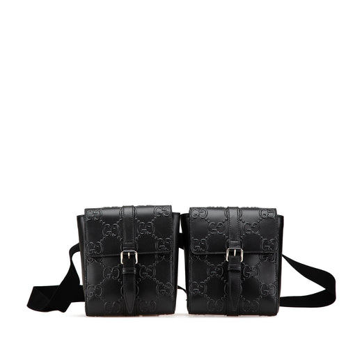 GG Embossed Perforated Double Belt Bag - Image 1