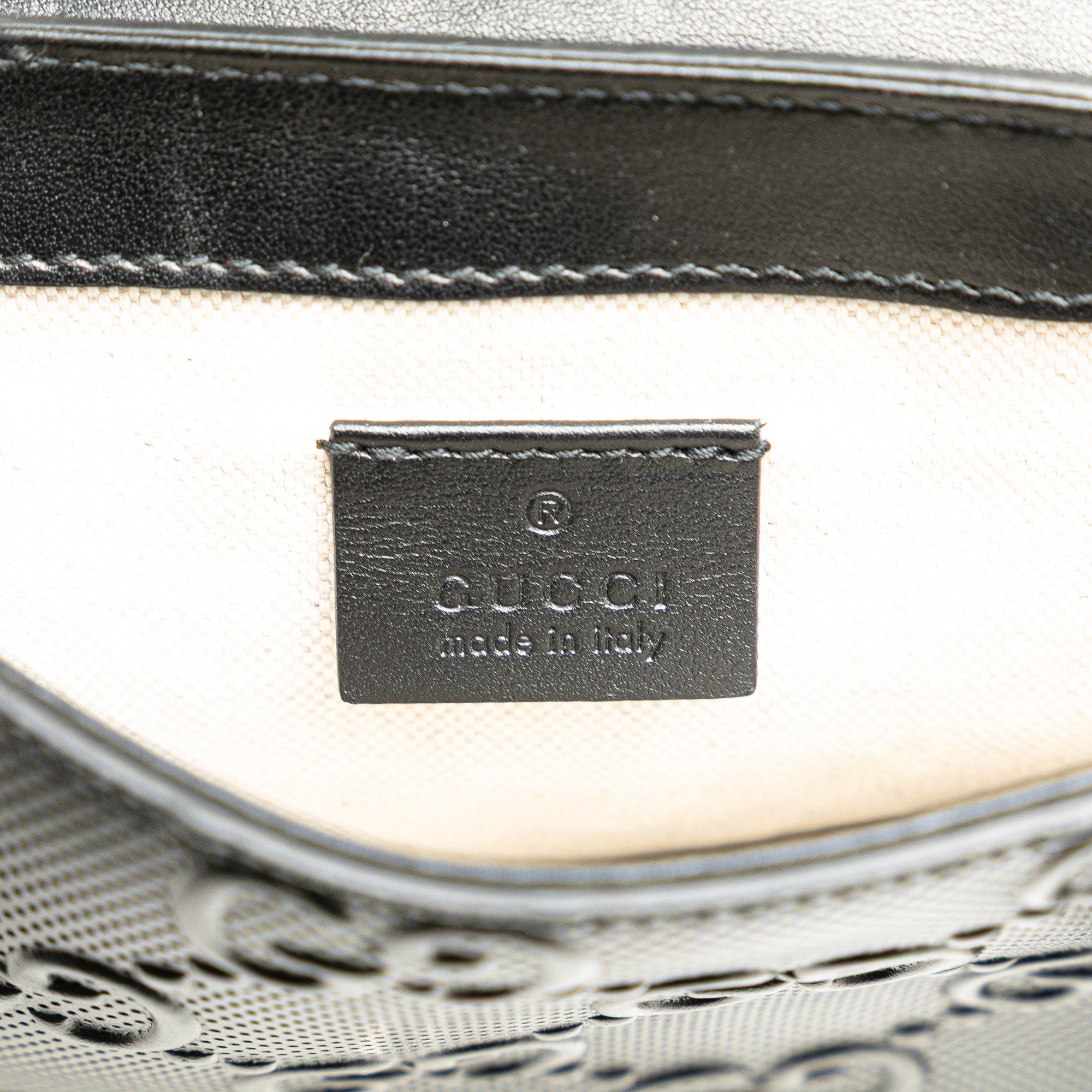 GG Embossed Perforated Double Belt Bag - Image 6