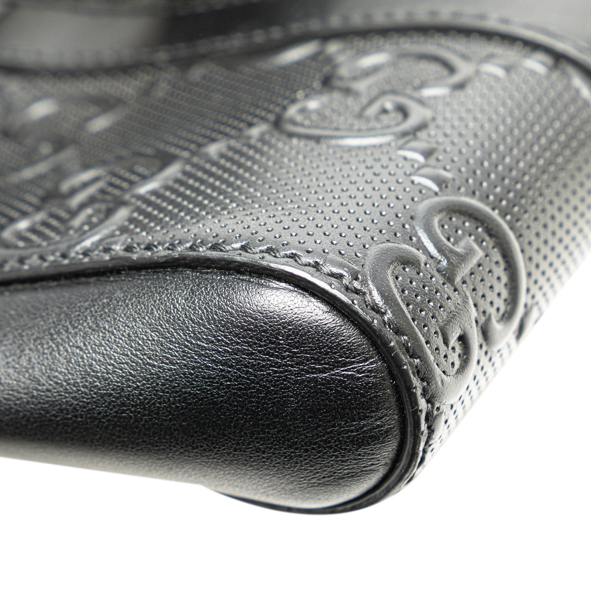 GG Embossed Perforated Double Belt Bag - Image 9