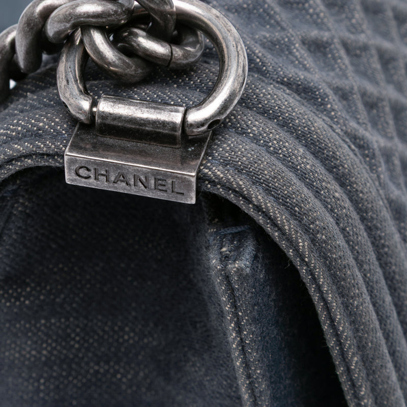 Medium Embossed Denim Boy Flap - Image 8