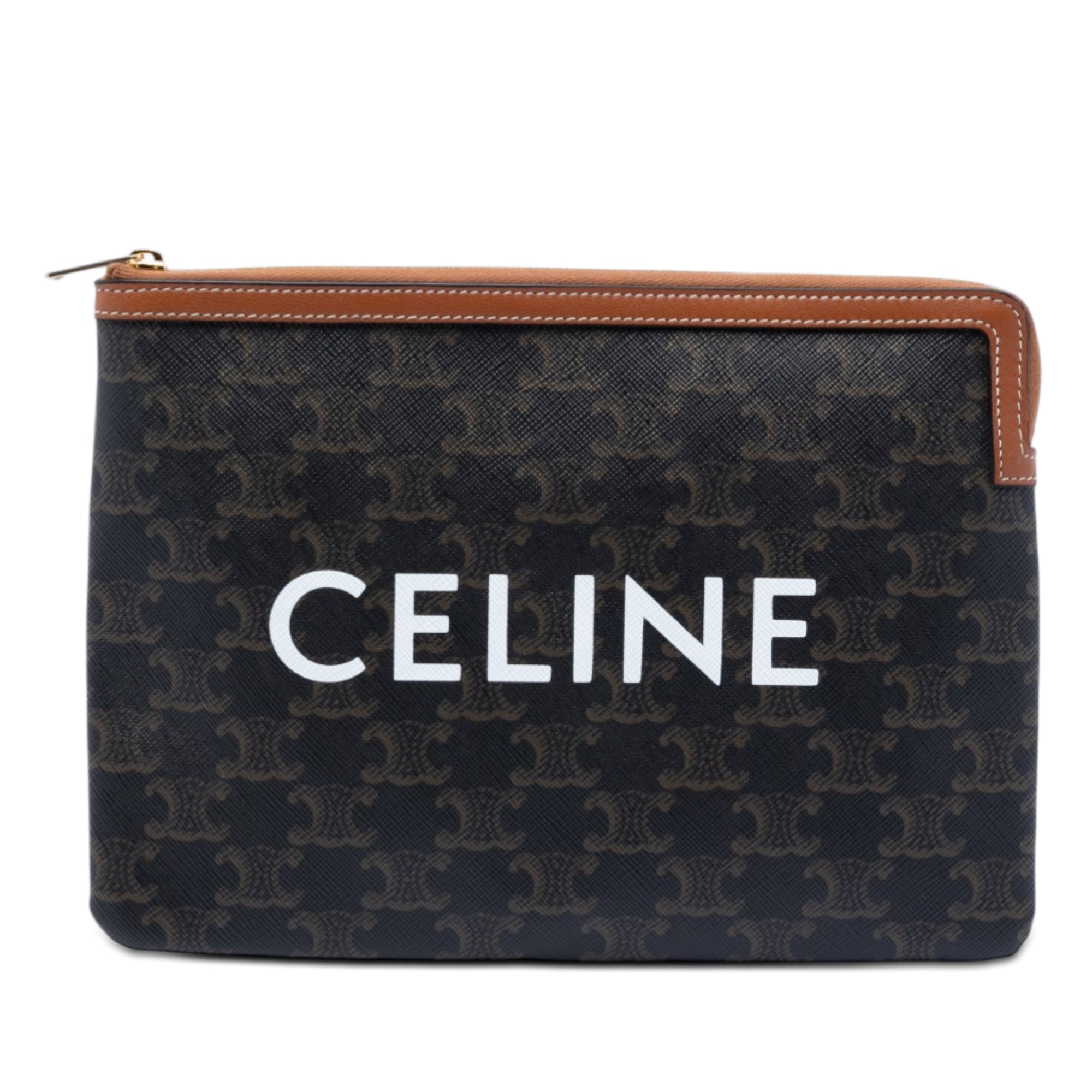 Small Triomphe Coated Canvas Clutch - Image 1