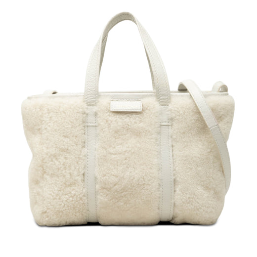 Small Shearling and Leather Barbes East West Shopper Tote - Image 1