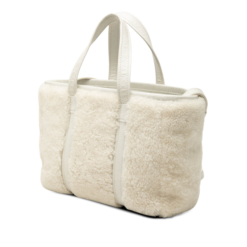 Small Shearling and Leather Barbes East West Shopper Tote - Image 2