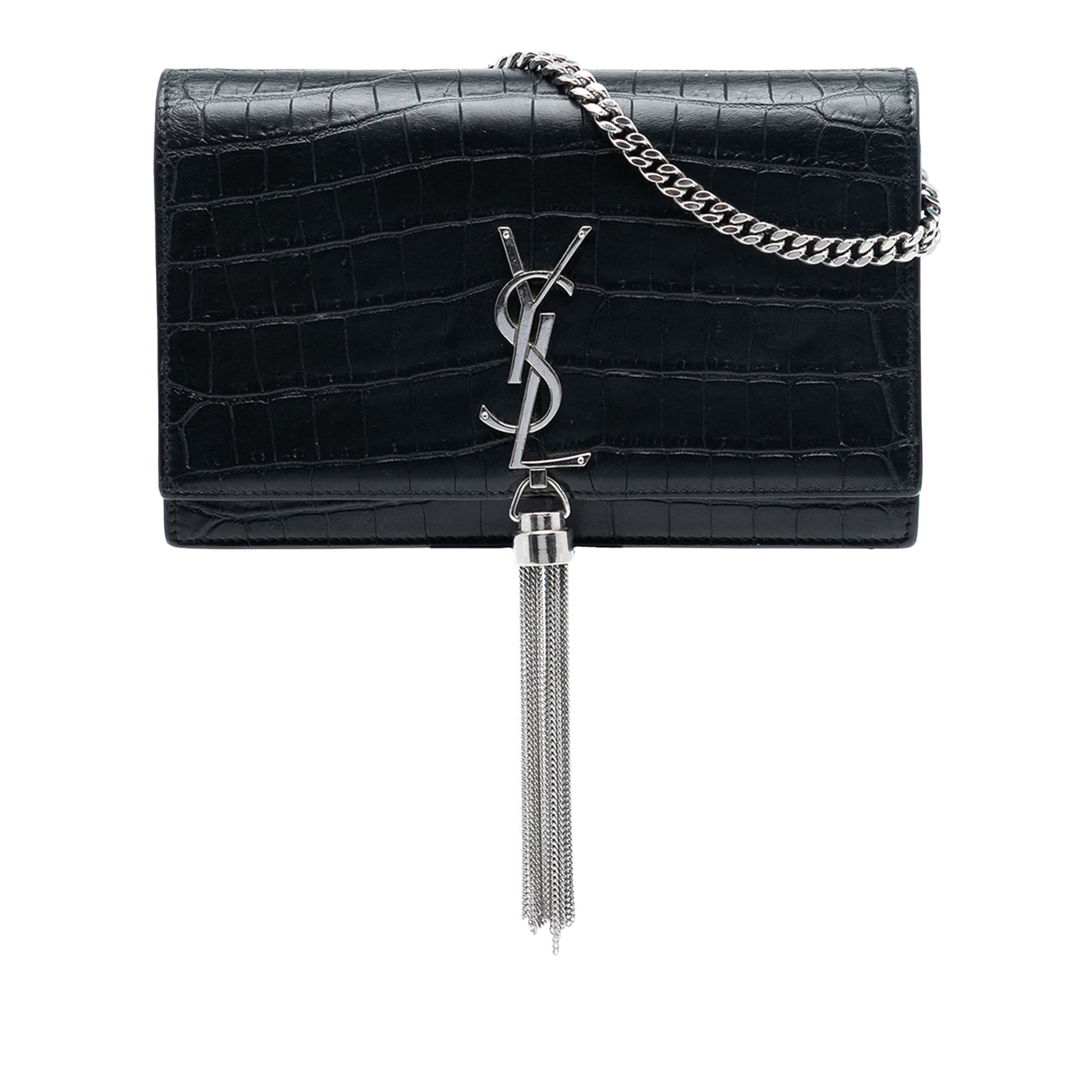 Medium Croc Embossed Leather Kate Tassel Crossbody - Image 1