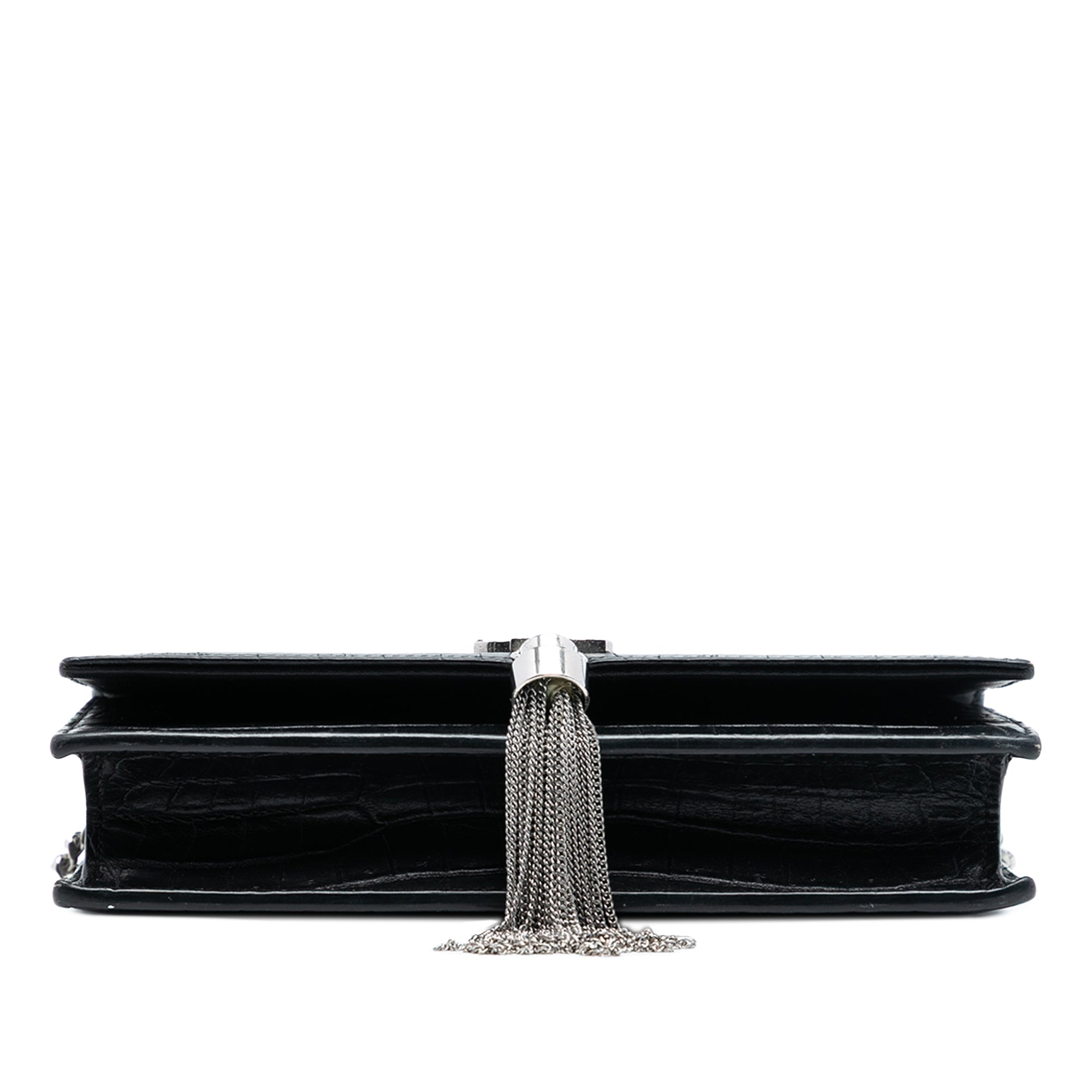 Medium Croc Embossed Leather Kate Tassel Crossbody - Image 3
