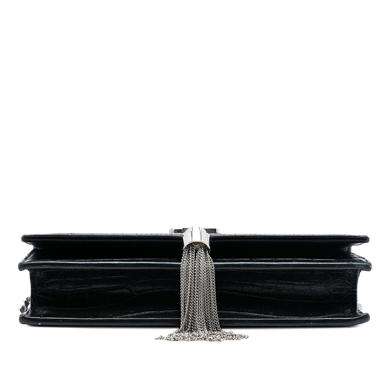 Medium Croc Embossed Leather Kate Tassel Crossbody - Image 3