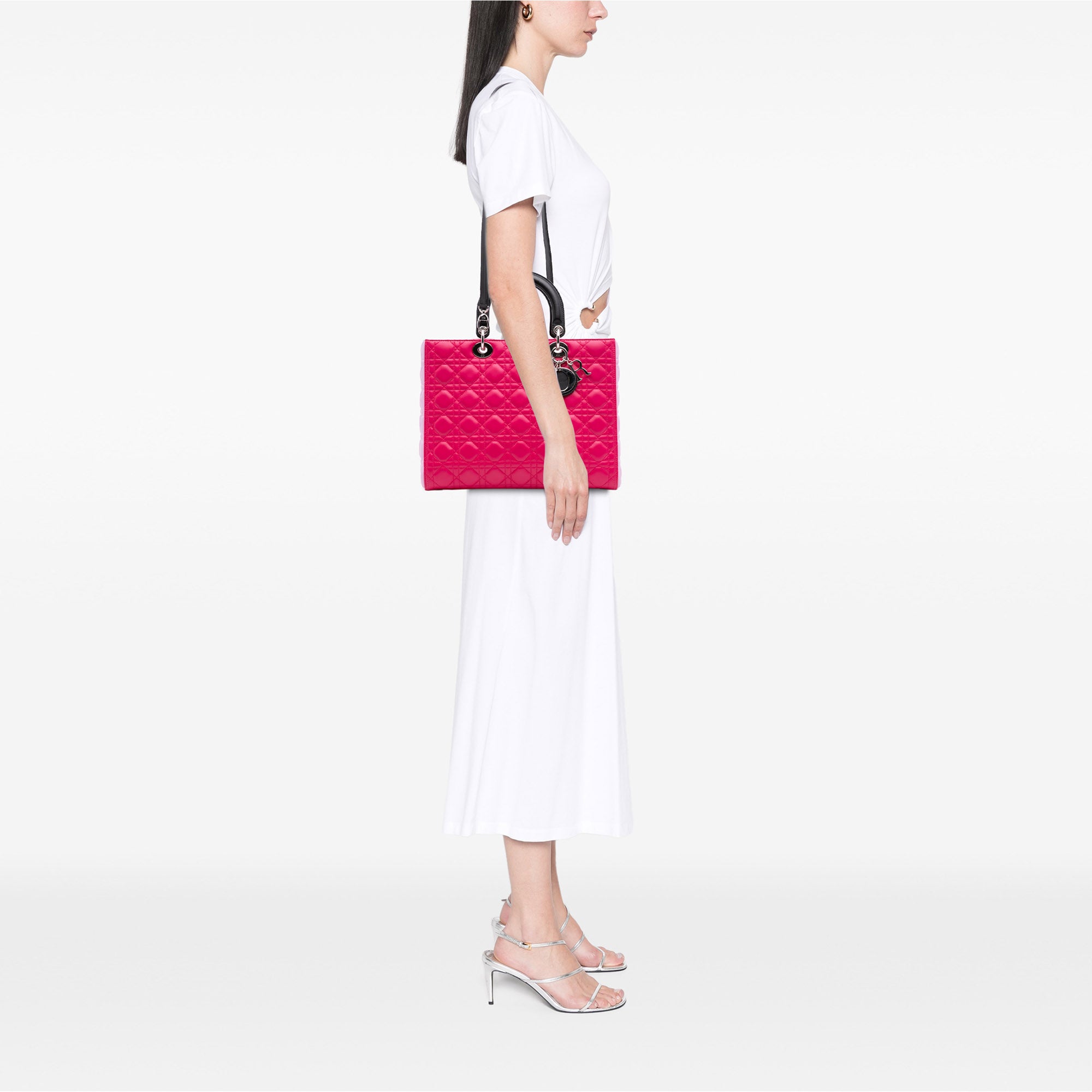 Large Tricolor Lambskin Cannage Lady Dior - Image 11