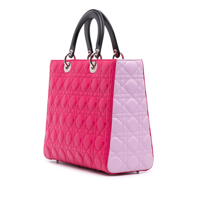 Large Tricolor Lambskin Cannage Lady Dior - Image 2