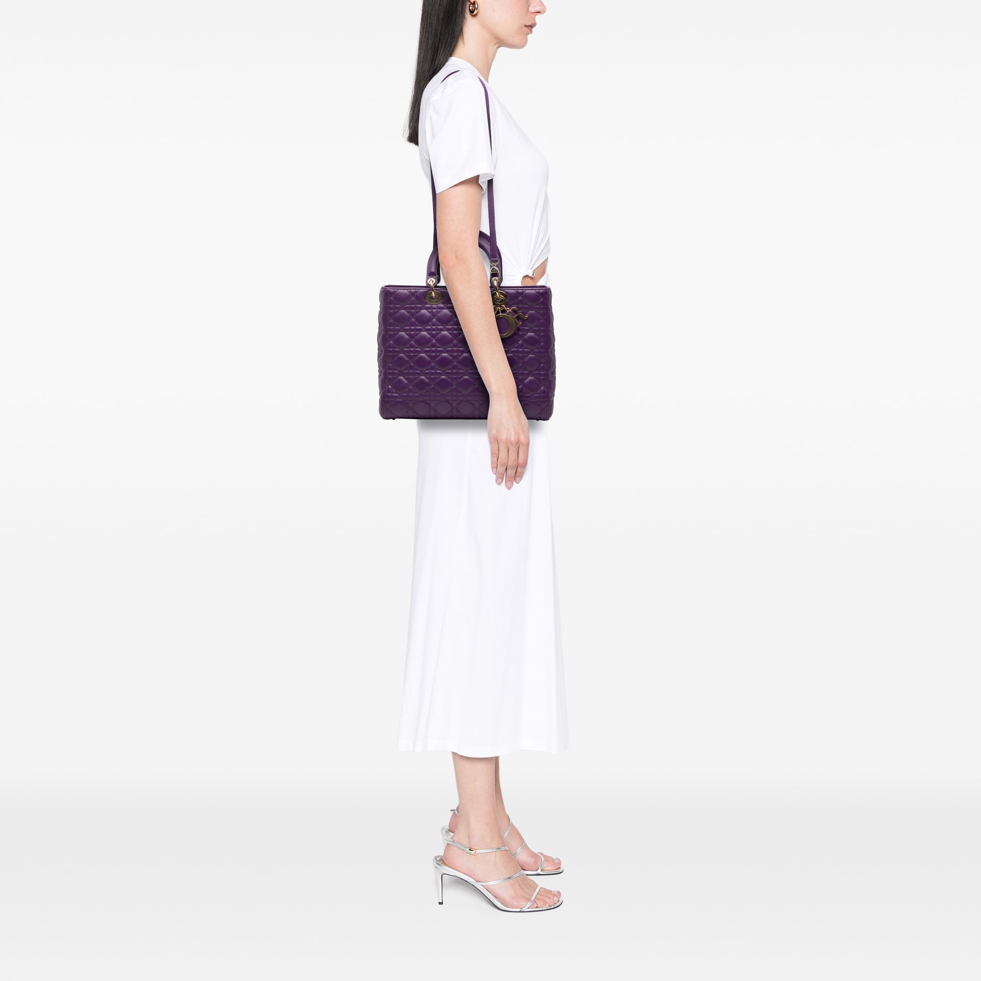 Large Lambskin Cannage Lady Dior - Image 8