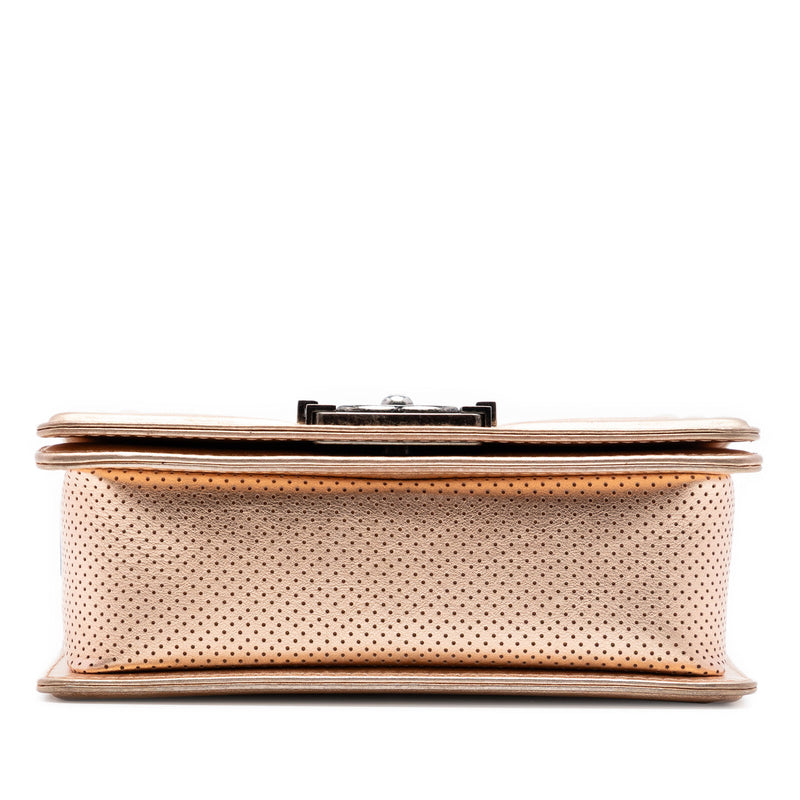 Small Quilted Perforated Metallic Lambskin Boy Flap - Image 3