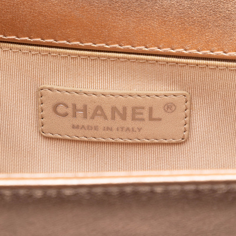 Small Quilted Perforated Metallic Lambskin Boy Flap - Image 5