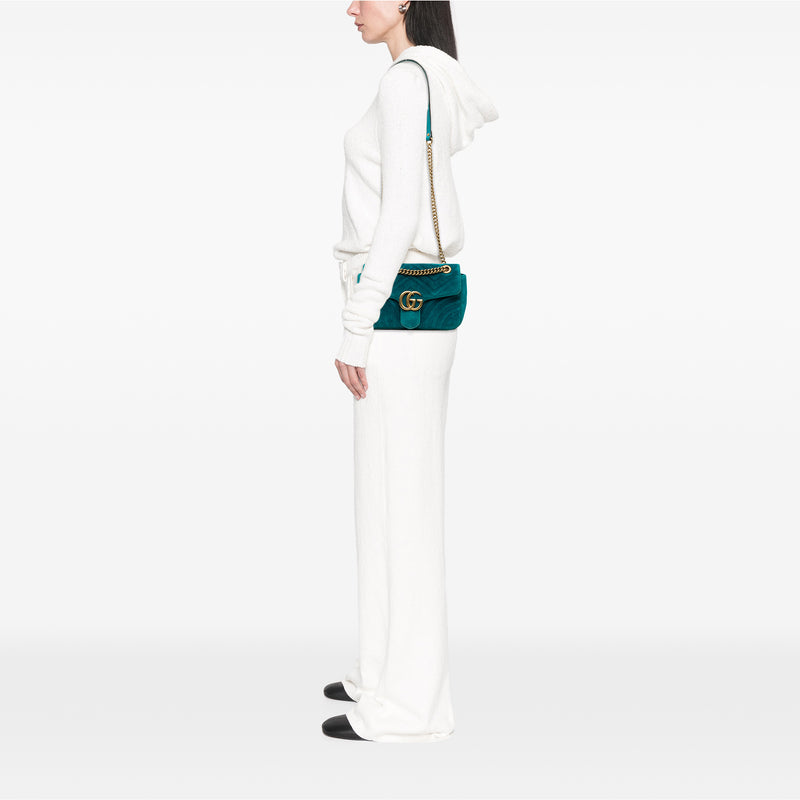 Medium GG Marmont Matelasse Velvet Shoulder Bag - Image 9