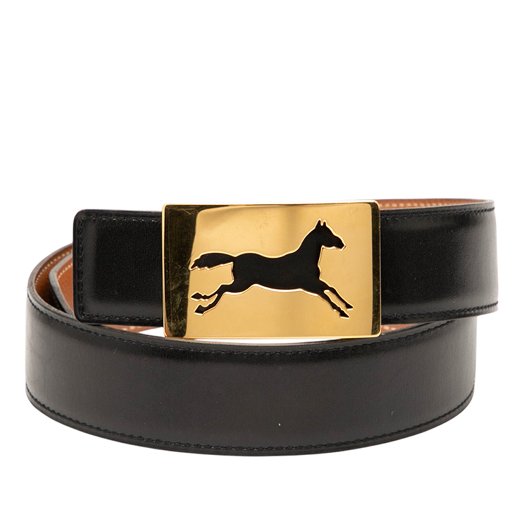 Box Calf Horse Buckle Belt - Image 1