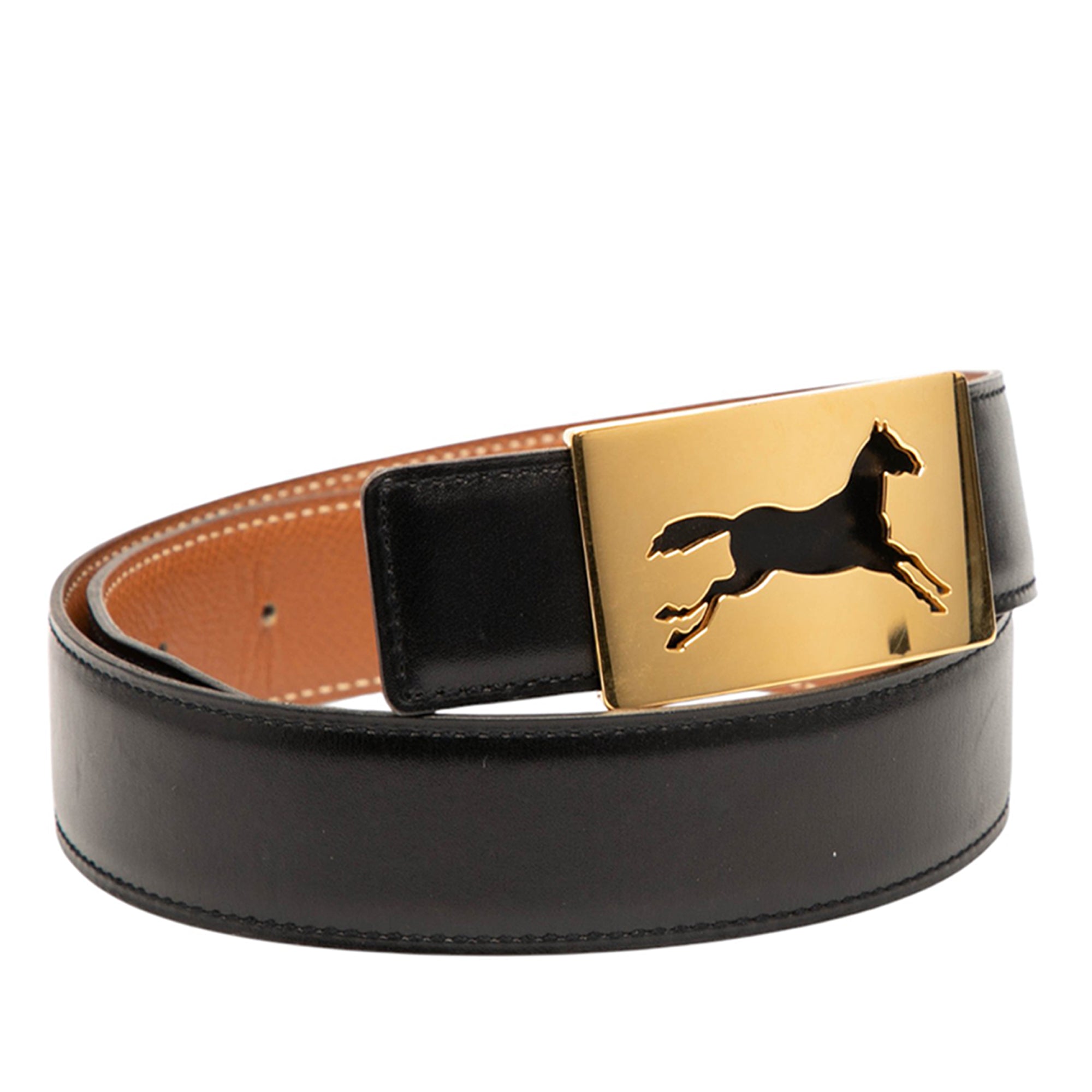 Box Calf Horse Buckle Belt - Image 3