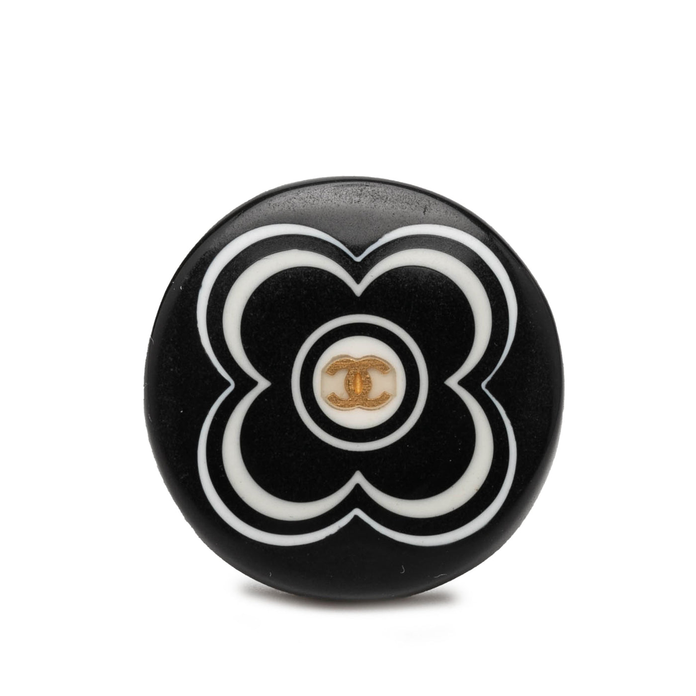 Resin and Gold Tone CC Logo Camellia Ring - Image 1