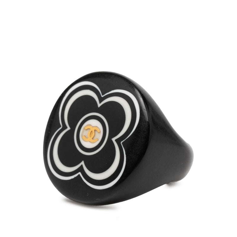 Resin and Gold Tone CC Logo Camellia Ring - Image 2