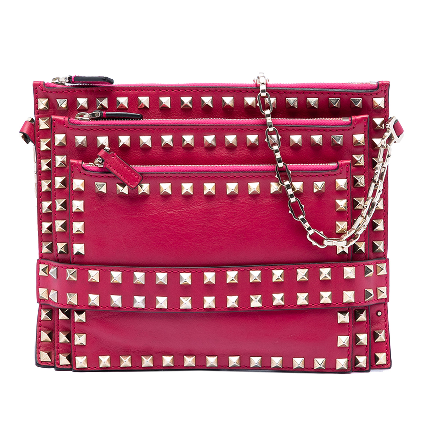 Leather Rockstud Triple Zip Crossbody - Image 1