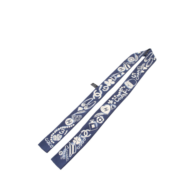 Coco Charms Print Silk Slim Bandeau Scarf - Image 2